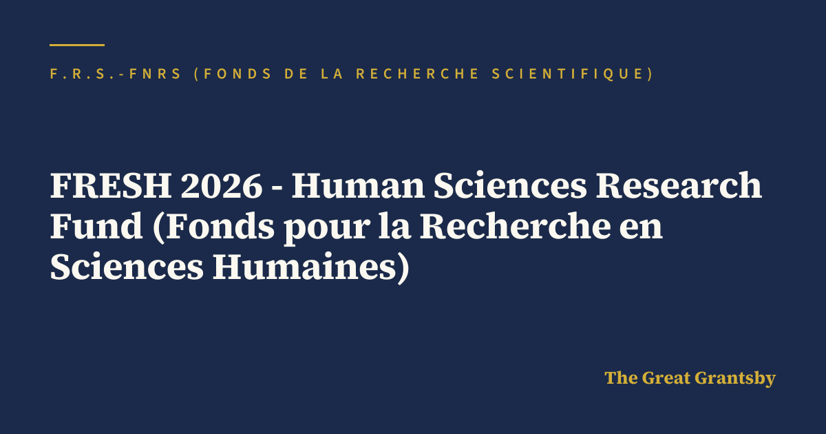 FRESH 2026 - Human Sciences Research Fund | Grantsby